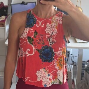 Munny Floral Sleeveless Top - Red and Blue